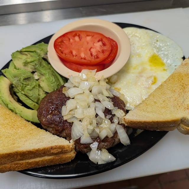 Hamburger Steak with Grilled Onions Plate.