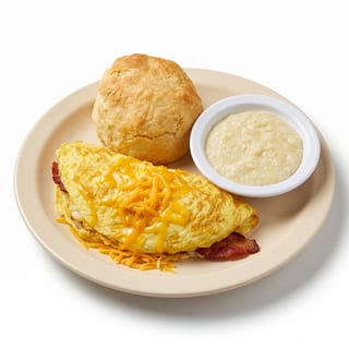 Bacon or Sausage & Cheese Omelet Plate