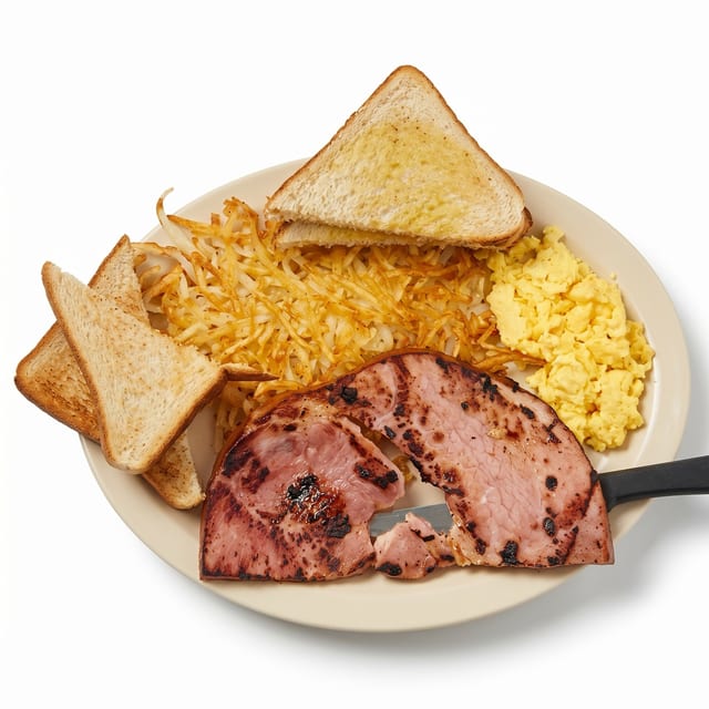 Country Fried Steak & Gravy, Country Ham or Smoked Ham Plate.